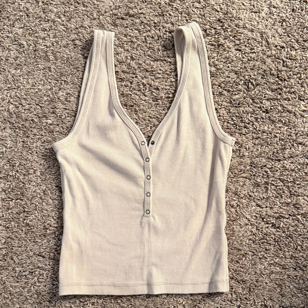 Abercrombie & Fitch Cream Ribbed Tank Top